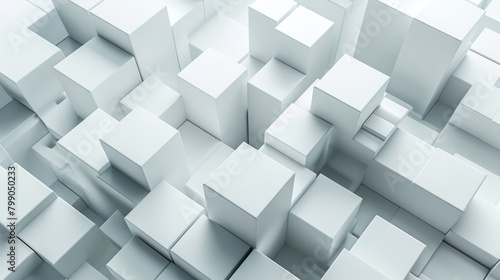 A Very Large Group of White Cubes in Motion photo