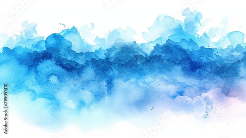 Abstract watercolor background. Blue watercolor waves.