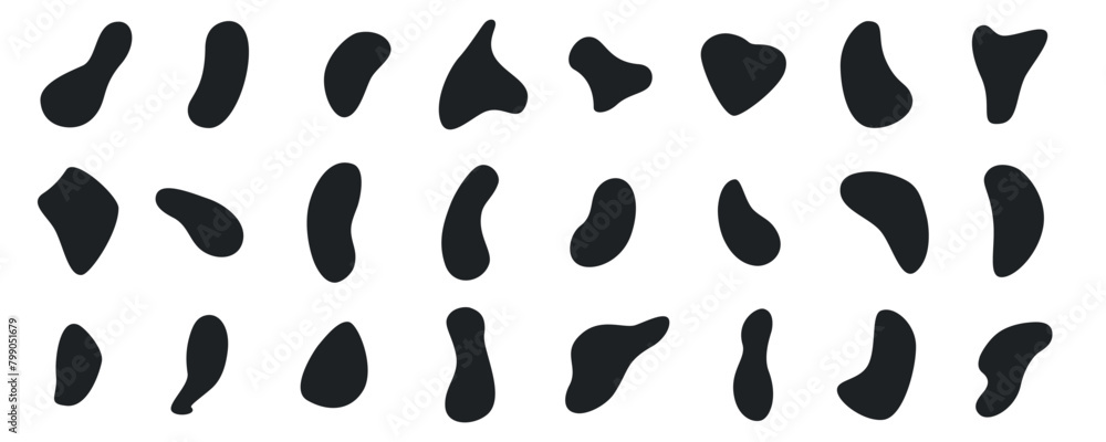 Abstract stain liquid shapes set. Vector stock illustration isolated on white background for design template business presentation, social media, marketing minimalist advertising, flyer, magazine. Abstract stain liquid shapes set. Vector stock illustration isolated on white background for design template business presentation, social media, marketing minimalist advertising, flyer, magazine.