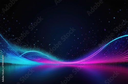 Neon particles abstract background free space for text 