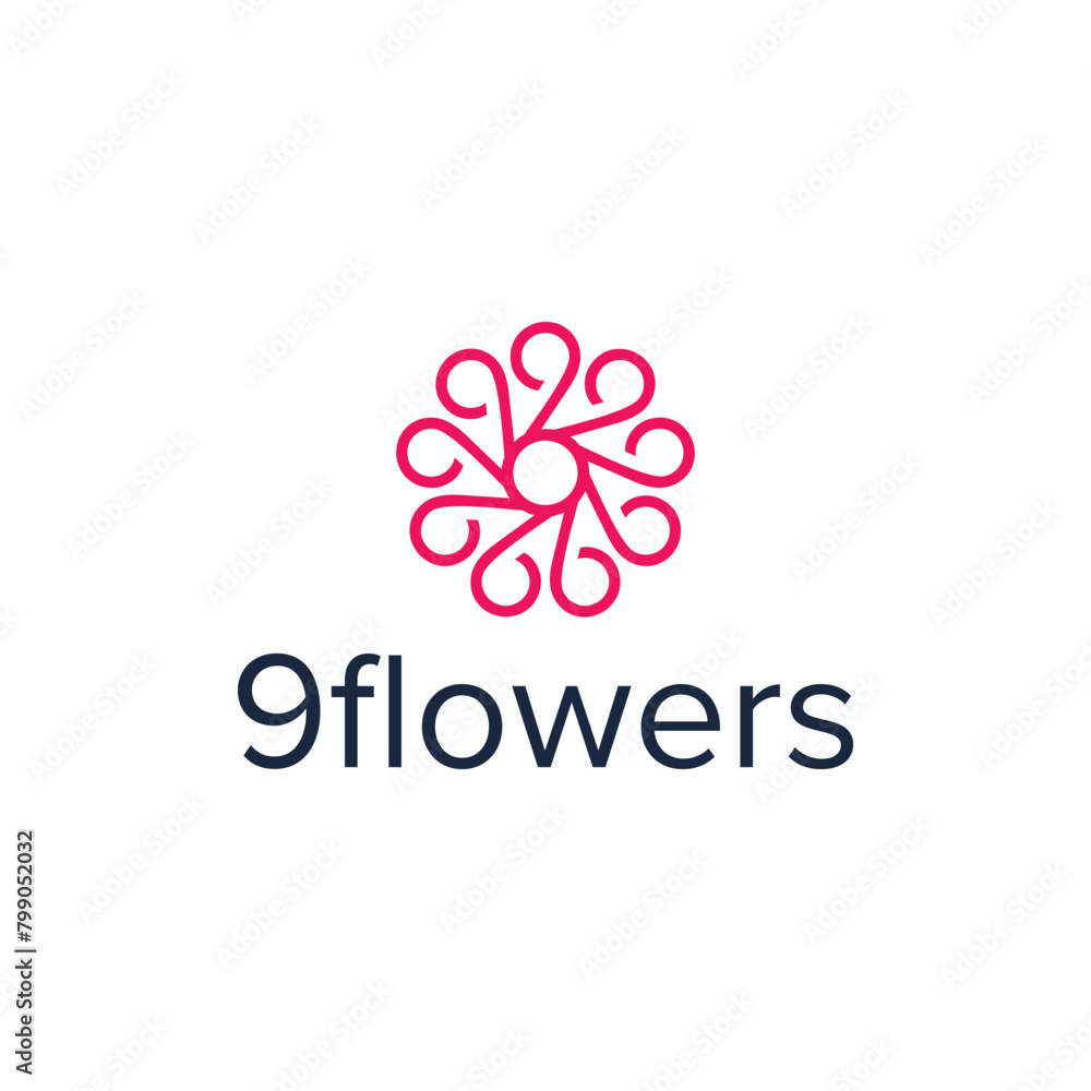 nine flowers simple sleek creative geometric modern logo design nine flowers simple sleek creative geometric modern logo design