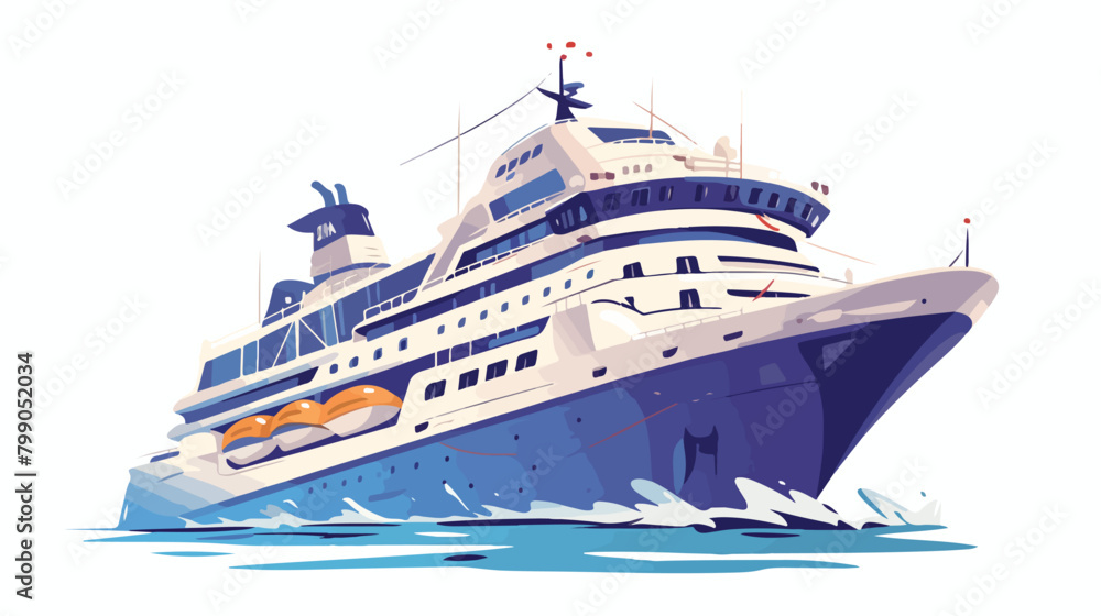 Multi-deck cruise ship or ferry in Scandinavian sty
