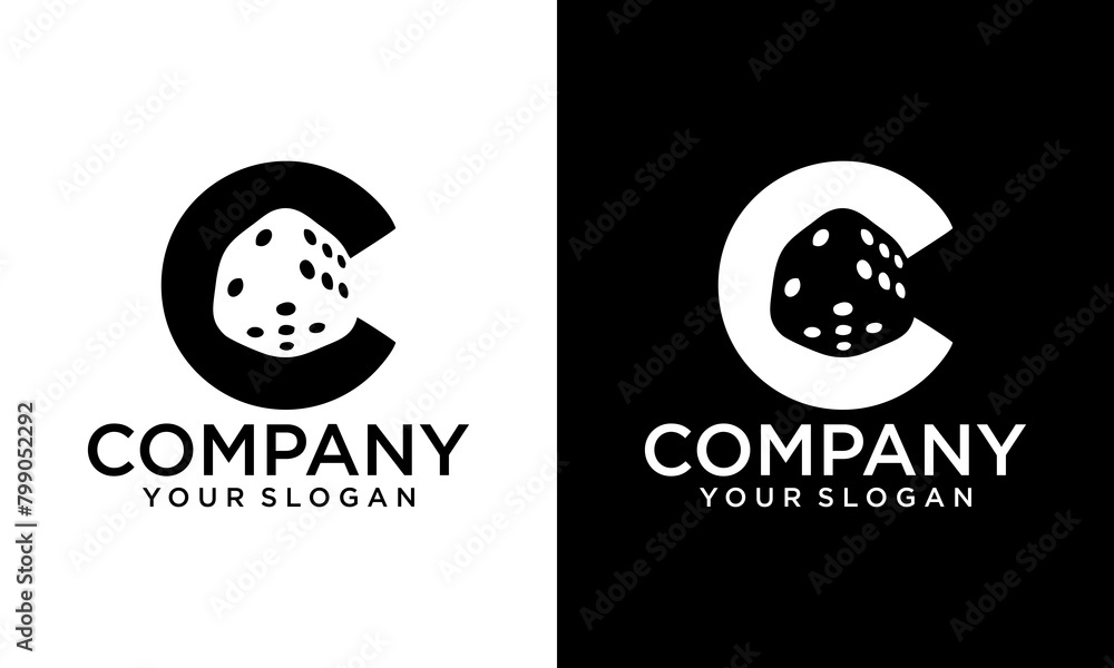 Fototapeta premium Creative Backspace Letter C Dice Logo, suitable for any business related to dice with C initials.
