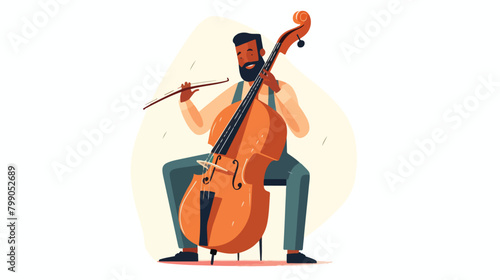 Musician performing on double bass playing classica