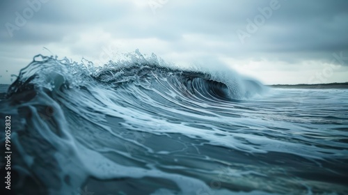A Large Wave in the Ocean on a Cloudy Day photo