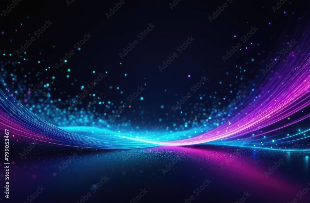 Neon particles abstract background free space for text