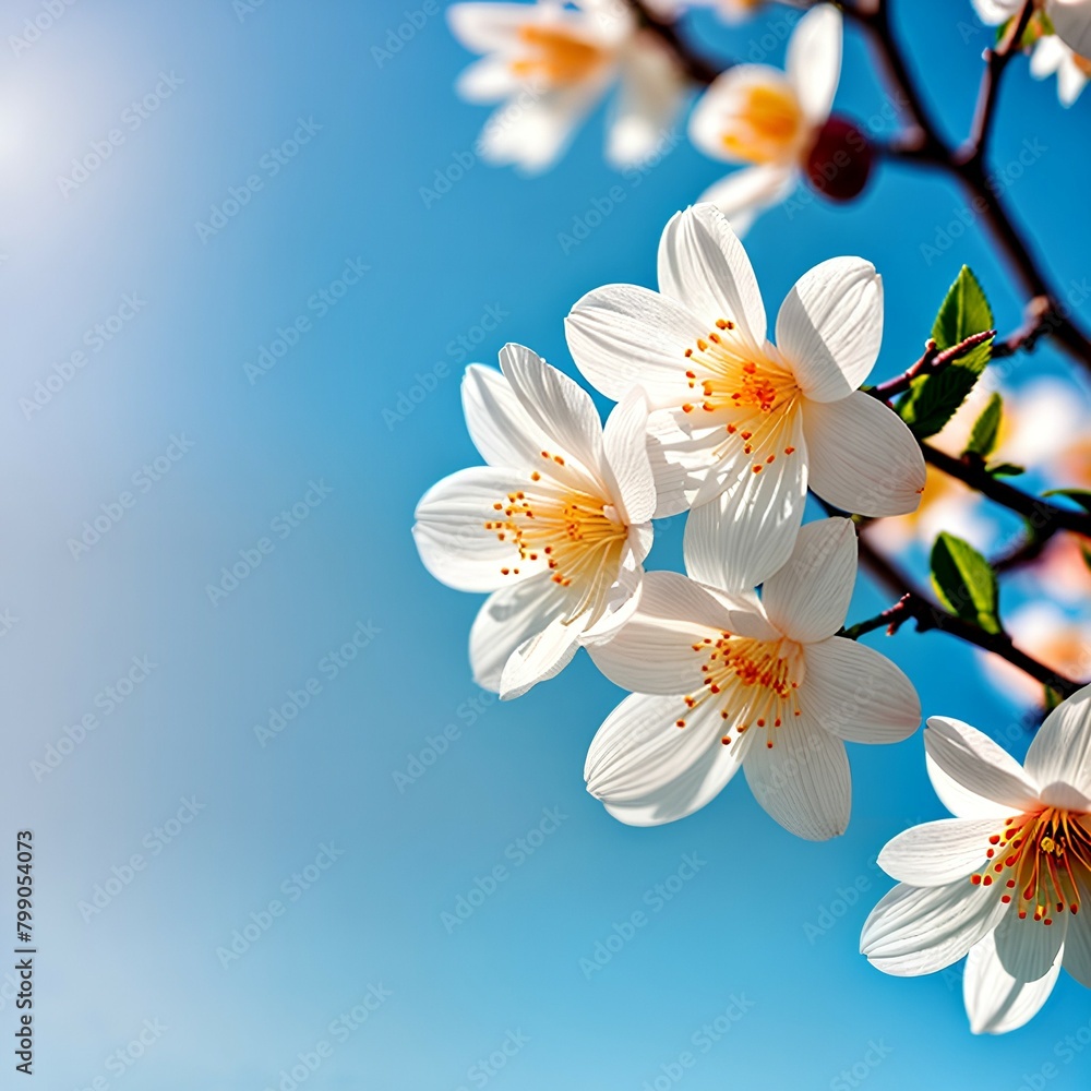 Springtime blooming tree background, gentle fresh cherry tree blossom, beautiful Japanese garden, beauty and tenderness of nature concept