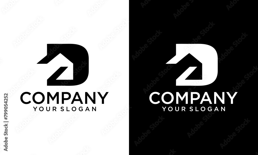 Creative Letter Initial D with Home House in Minimal Modern Style for Real Estate Development Developer Realty Realtor Property Properties Mortgage Construction Management Agent Logo Design Template Creative Letter Initial D with Home House in Minimal Modern Style for Real Estate Development Developer Realty Realtor Property Properties Mortgage Construction Management Agent Logo Design Template