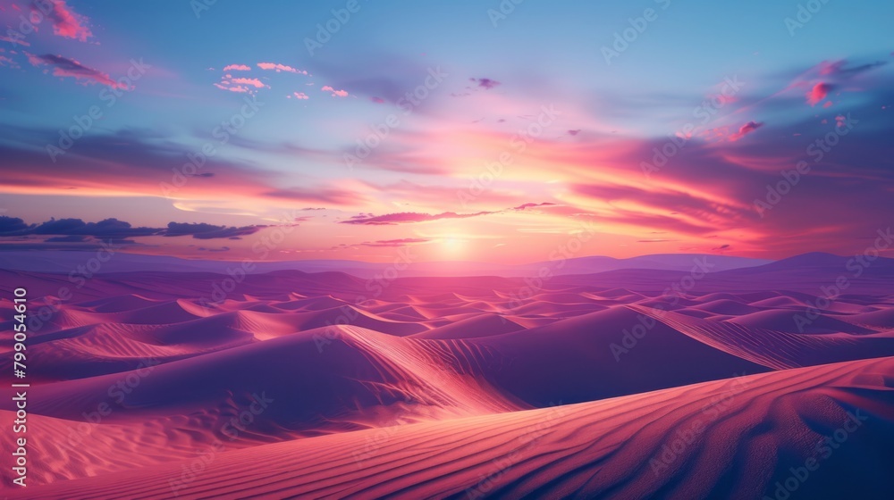 Exploring an abstract desert at sunset, with sand dunes and fading light , high resolution Exploring an abstract desert at sunset, with sand dunes and fading light , high resolution