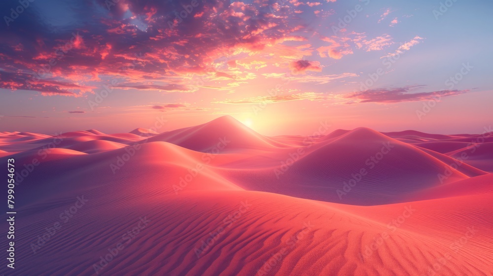 Exploring an abstract desert at sunset, with sand dunes and fading light , high resolution Exploring an abstract desert at sunset, with sand dunes and fading light , high resolution