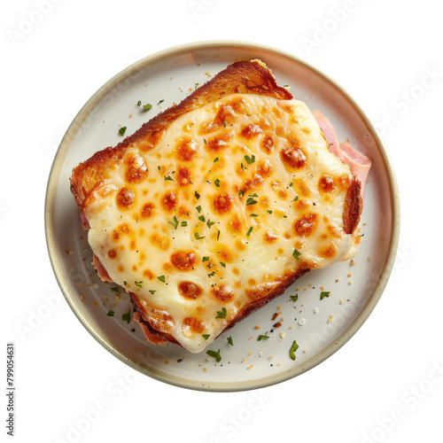 Delicious Plate of Croque Monsieur Isolated on a Transparent Background 