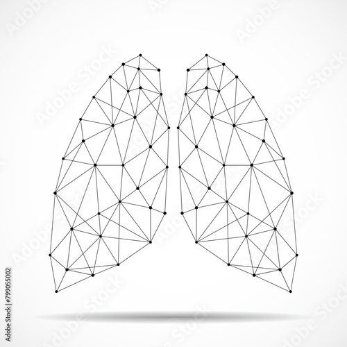 Abstract human lung of lines and dots, network connections