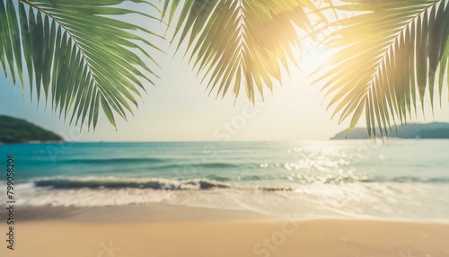 Sunlit Serenity  Nature s Beauty on Tropical Beach with Vintage Filter