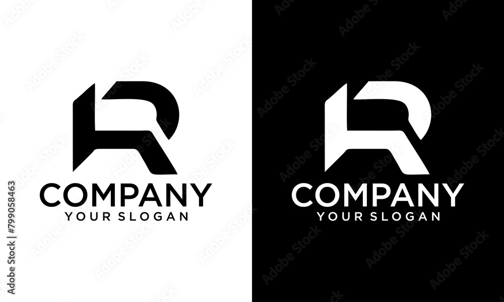 Creative HR H R Letter Logo Design with white and black background Creative HR H R Letter Logo Design with white and black background
