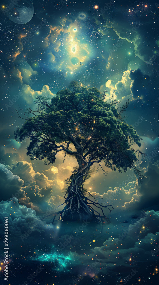 Obraz premium Cosmic Arboreal Enchantment