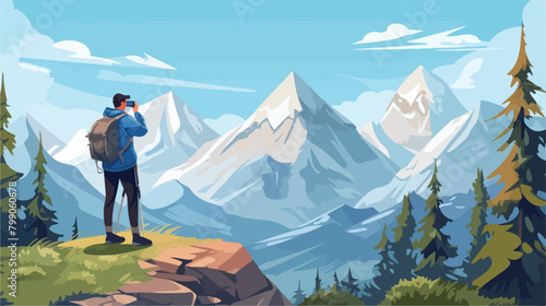 Nature exploration and contemplation flat vector il