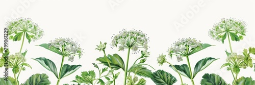 Angelica Botanical Illustration, Archangelica Medicinal Plant, Angelica Flowers Botanical Drawing photo