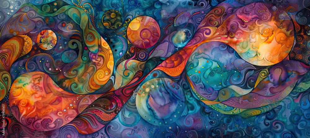 Cosmic Sphere Serenity Watercolor Art Cosmic Sphere Serenity Watercolor Art