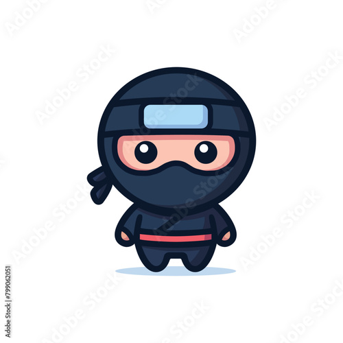 cute ninja cartoon character kawaii vector illustration template design