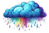 A creative illustration of a cloud raining colorful drops, symbolizing diverse emotions or creativity.