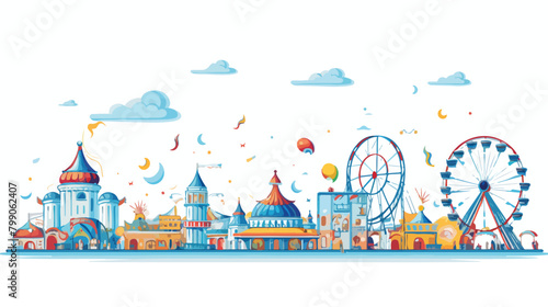 Nice horizontal banner of amusement park. Circus fe