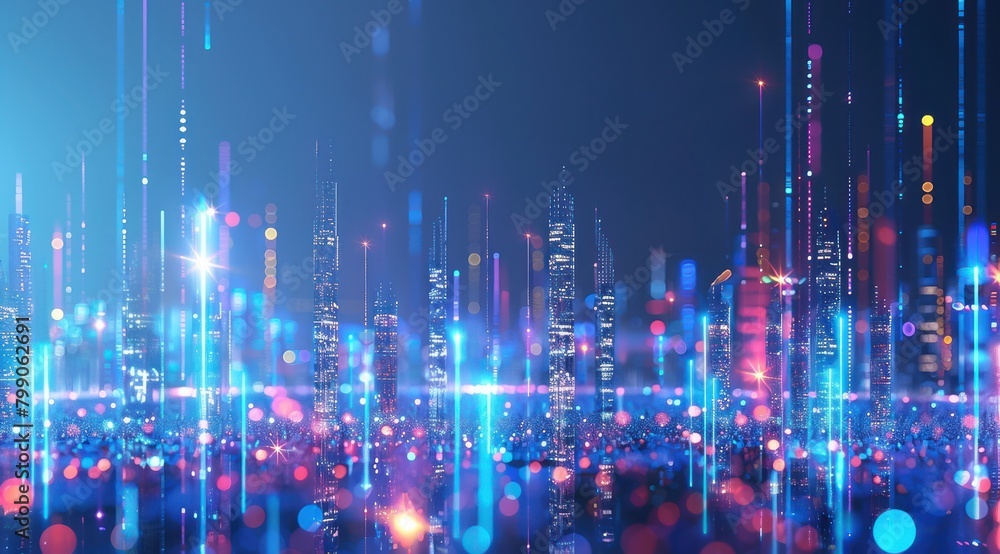 Arrière-plan numérique abstrait d'une ville futuriste avec des lignes lumineuses, concept de paysage urbain et de connexion de données. Arrière-plan numérique abstrait d'une ville futuriste avec des lignes lumineuses, concept de paysage urbain et de connexion de données.