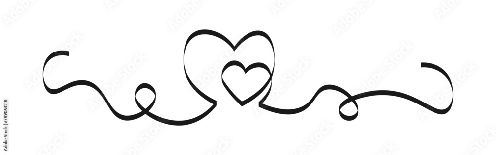 Coquette black ribbon one continuous line heart Illustration vector Coquette black ribbon one continuous line heart Illustration vector