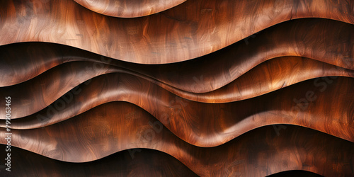 Dark brown 3D interior decorative wall panel with wavy pattern Texture of pearl bronze background 