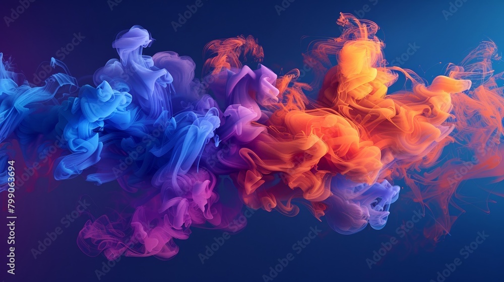 An abstract illustration of a colorful smoke cloud swirling and morphing into different shapes, symbolizing creativity and innovation , An abstract illustration of a colorful smoke cloud swirling and morphing into different shapes, symbolizing creativity and innovation ,