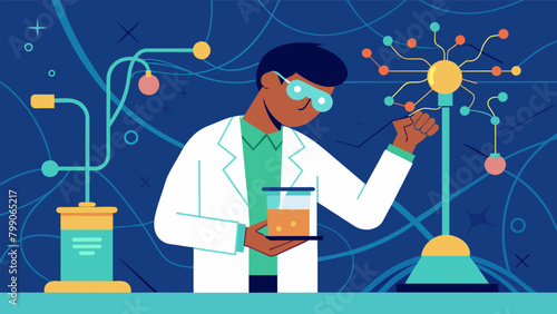 In a laboratory a scientist conducts experiments with genetically engineered neurons capable of wirelessly receiving energy from an external source.