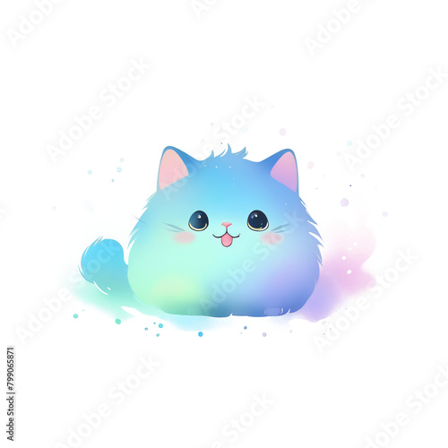 Cute blue cat isolated on a transparent background. illustration.