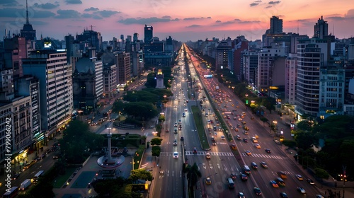 Highways with traffic in big city viewed from the sky photo