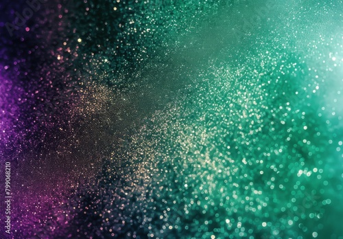 An alluring image capturing the twinkling bokeh particles in captivating teal and violet hues