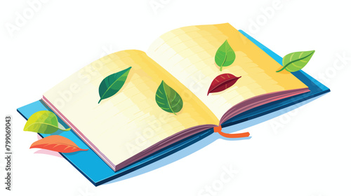 Open paper book with empty pages and colorful bookm