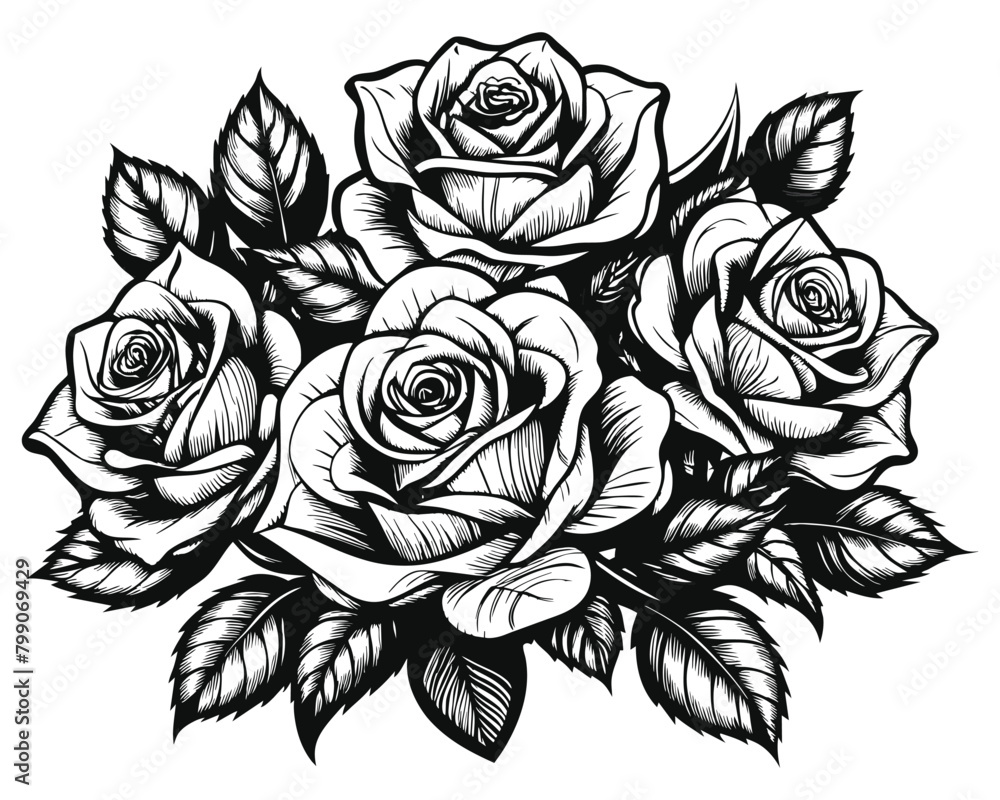 Black and white rose vector