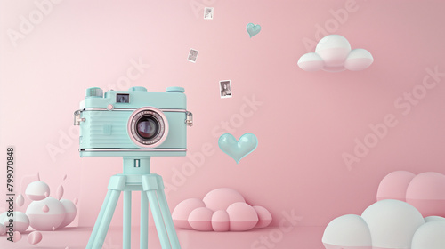 Vintage Camera with Hearts Concept for Love of Photography
