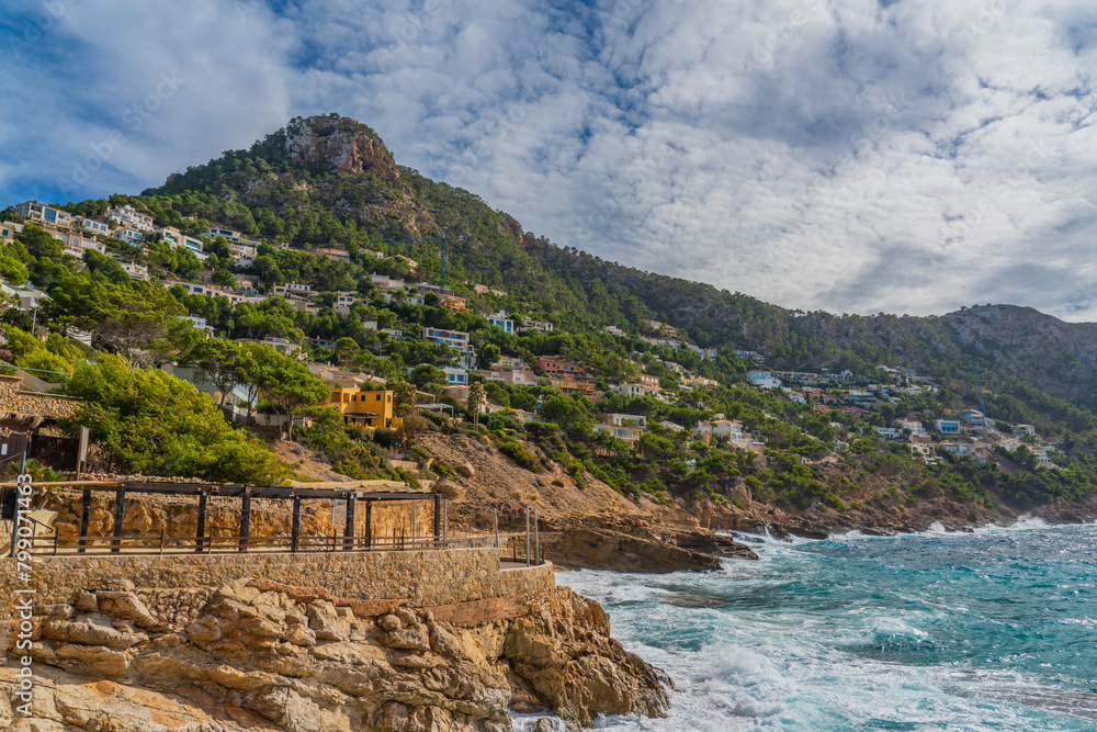 Naklejka premium Port Andratx landscape with houses on Mallorca island