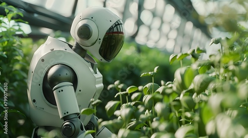 Autonomous Couple Robot Inspecting Flourishing Herbs on Innovative Greenery Farm Generative ai