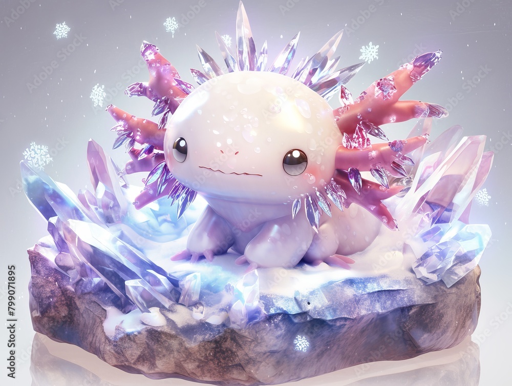 Cute axolotl character - obrazy, fototapety, plakaty 