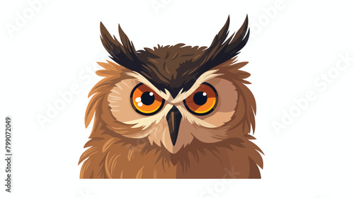 Owl eared bird. Wild forest feathered animal. Wise