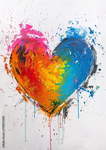 painting of a colorful heart on a white background