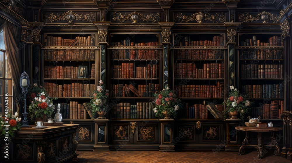A Room Filled With Books and Furniture. Generative AI. A Room Filled With Books and Furniture. Generative AI.