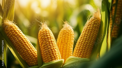 Close-Up of Corn on the Cob. Generative AI.