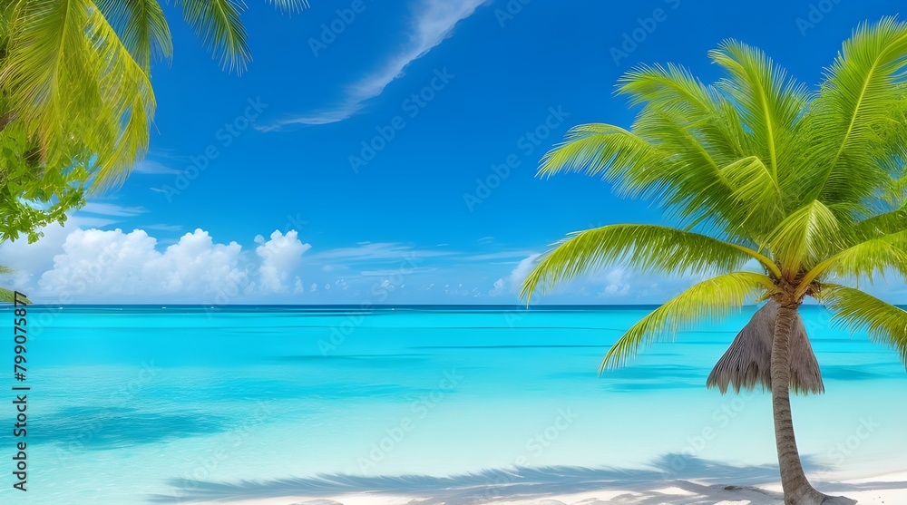 Fototapeta premium Waves on the beach create a stunning summertime scene with the mountain in the background