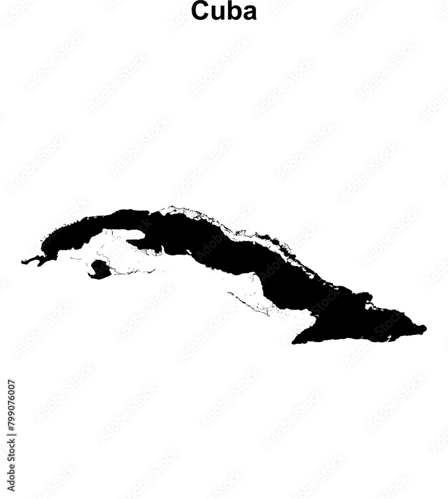 Cuba blank outline map design