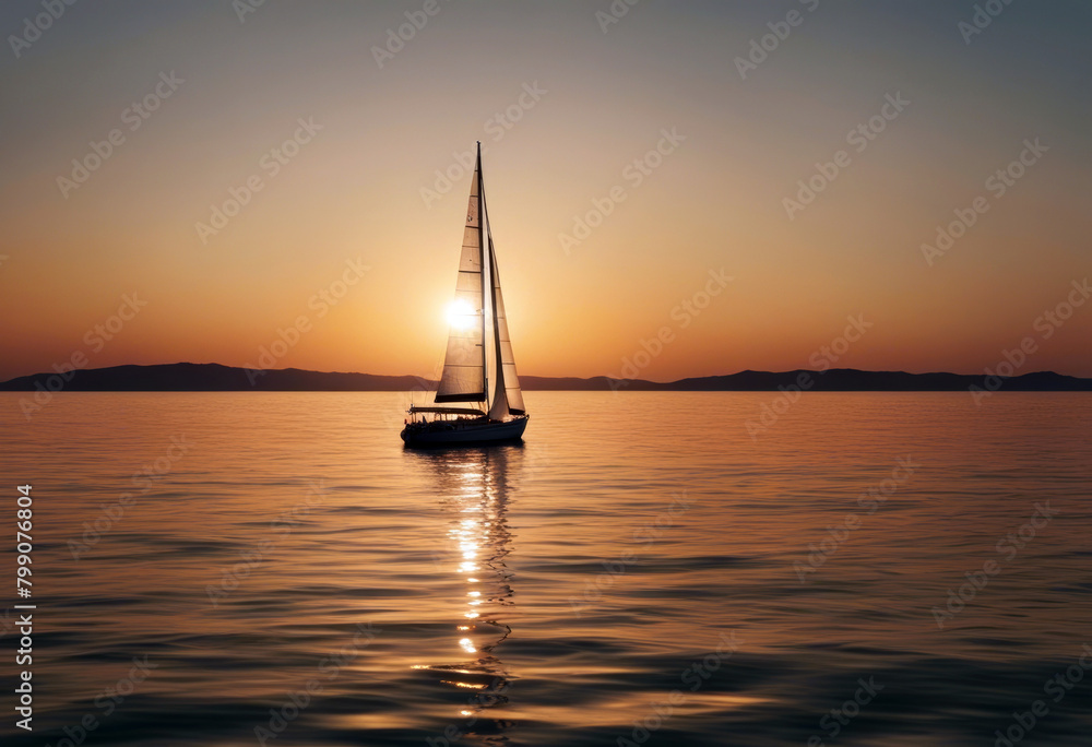 sailboat ocean sunset sailing sunrise it sun water setting generative horizon ai sea sail nature boat yacht sky landscape silhouette travel