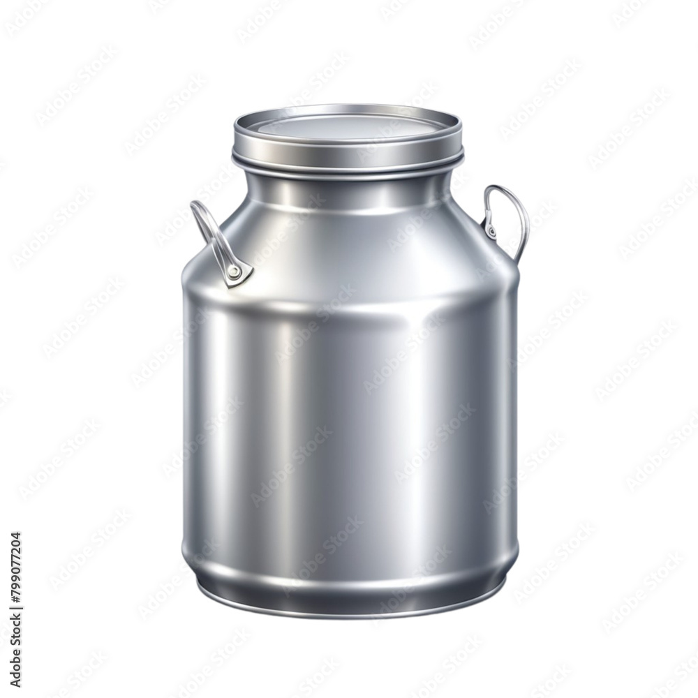 Metal retro milk can on Isolated transparent background png. generated with AI Metal retro milk can on Isolated transparent background png. generated with AI