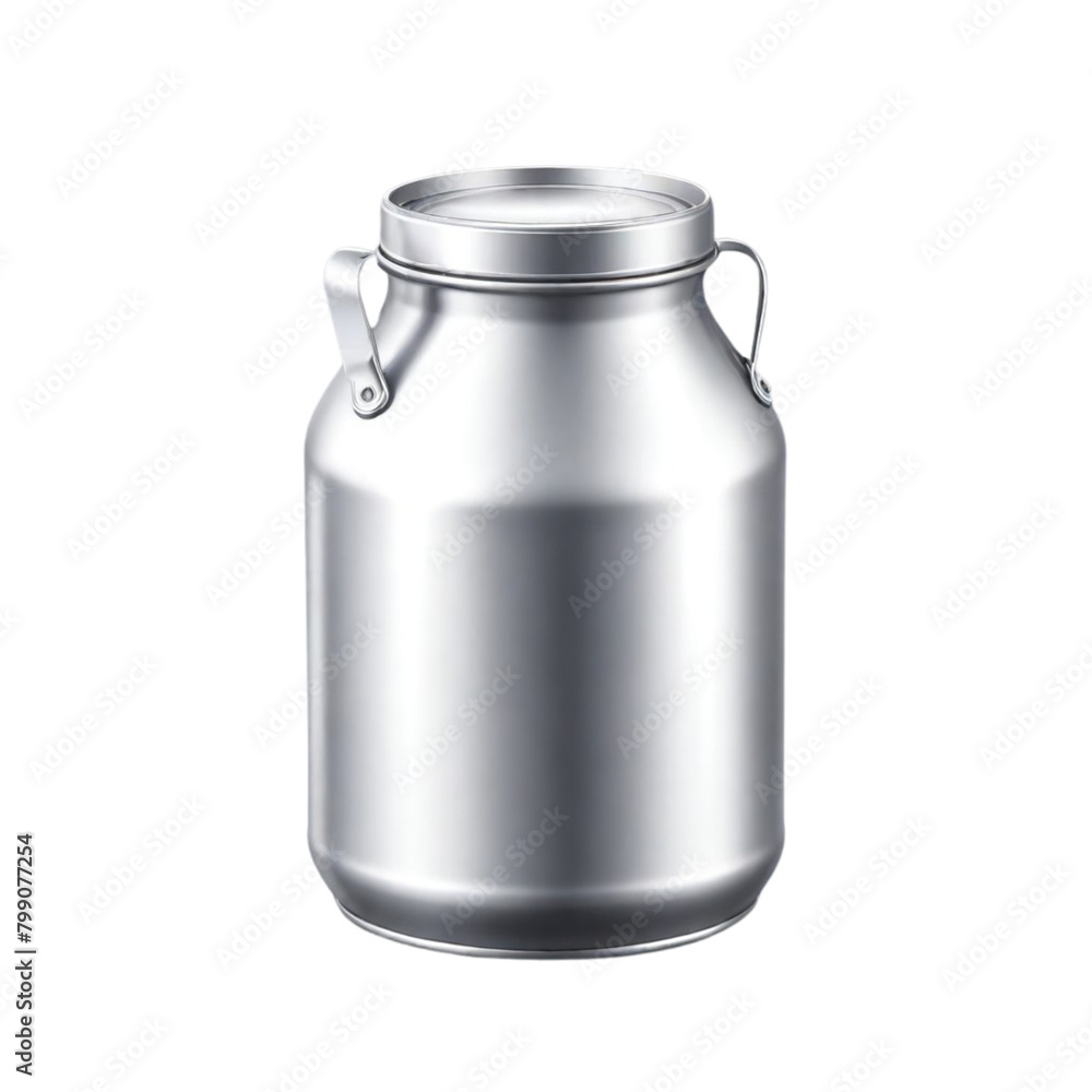 Metal retro milk can on Isolated transparent background png. generated with AI Metal retro milk can on Isolated transparent background png. generated with AI
