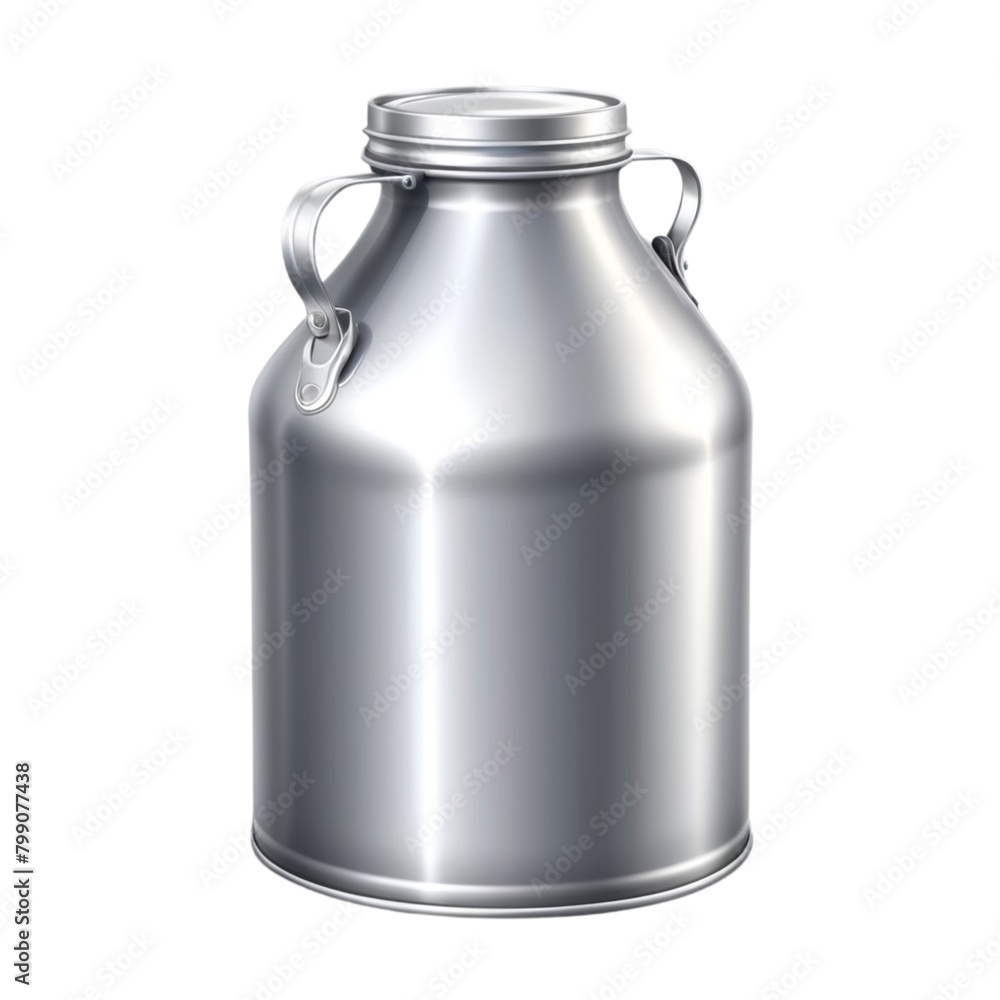 Metal retro milk can on Isolated transparent background png. generated with AI Metal retro milk can on Isolated transparent background png. generated with AI