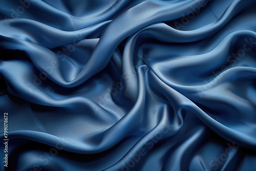 Dark blue silk satin background. Created with Ai